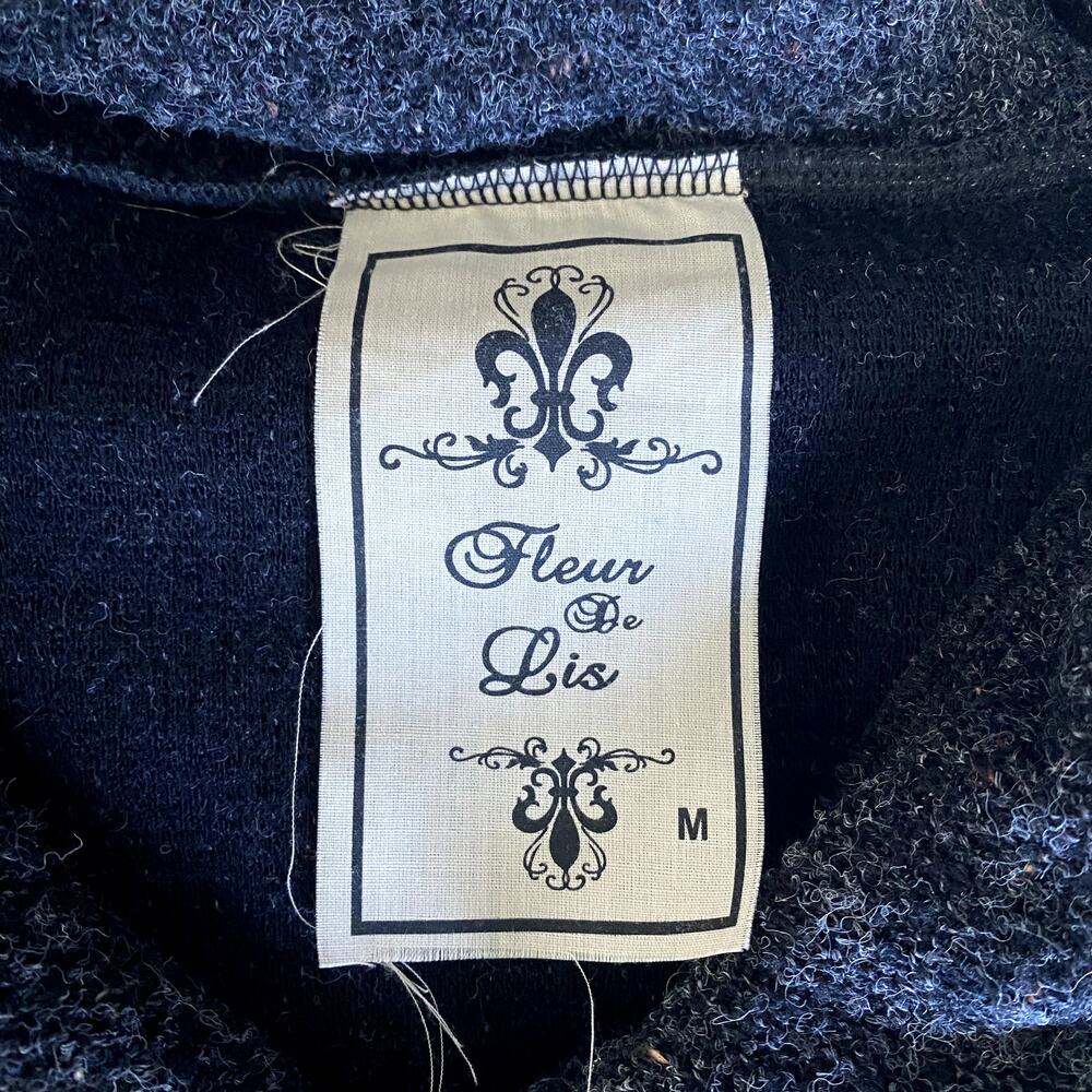Vtg Y2K Fleur De Lis Avant Garde Grunge Ruffle Whimsigoth Boho Sweater Jacket M - Picture 15 of 16